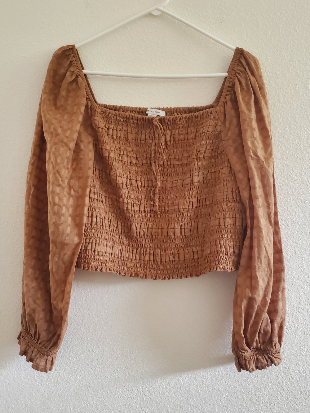 American Eagle Rust Brown Cropped Square-Neck Top Size XL